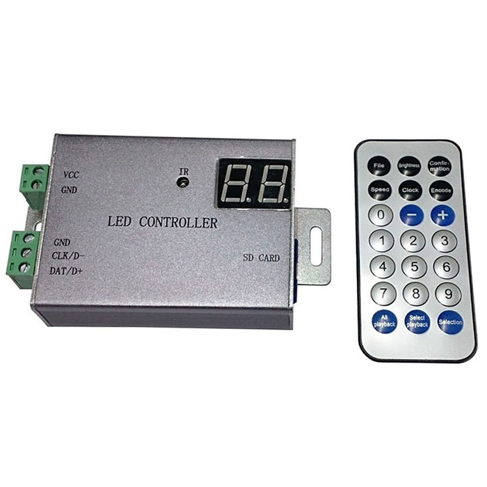 DC12-24V led controller support WS2812,WS2811,APA102,DMX512,etc.1 port control 4096 pixels,wireless controller,remote control For digital pixel led strip